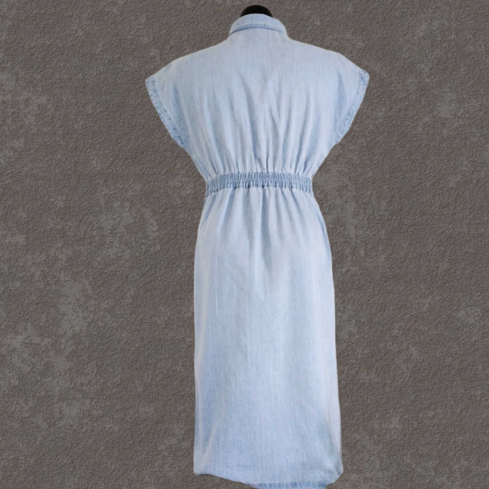 Pol Blue Chambray Denim Eyelet Lace Dress - Picture 7 of 8